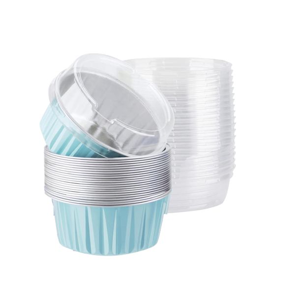 25 Pieces mini Disposable Aluminum Foil Cups 125ml for Muffin Cupcake Baking