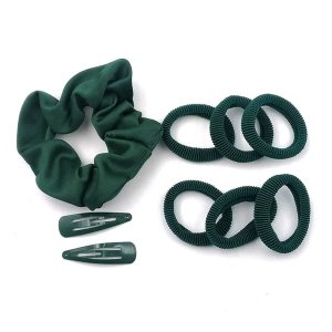 Chic Hair Accessories, School Combo Sets, Bottle Green - (9 Pack)
