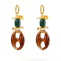 Niche High-end Maillard Earrings - Oval Resin Pig Nose Long Drop Earrings