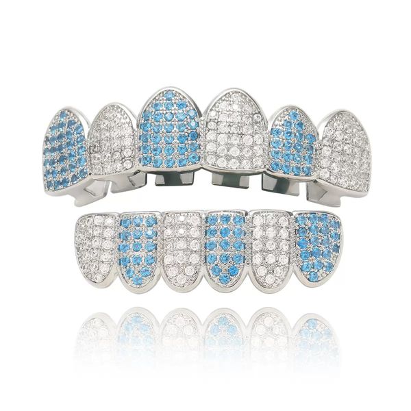 Iced-Out Blue &amp; Silver Grillz