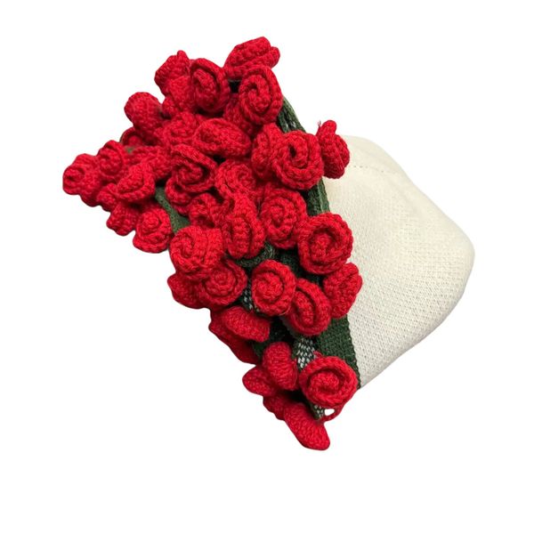 60cm Rose Bouquet Knit Blanket | 36 Red Roses Soft Throw for Home Decor