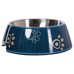 Rogz 2-in-1 Large Bubble Dog Bowl, Navy Paw