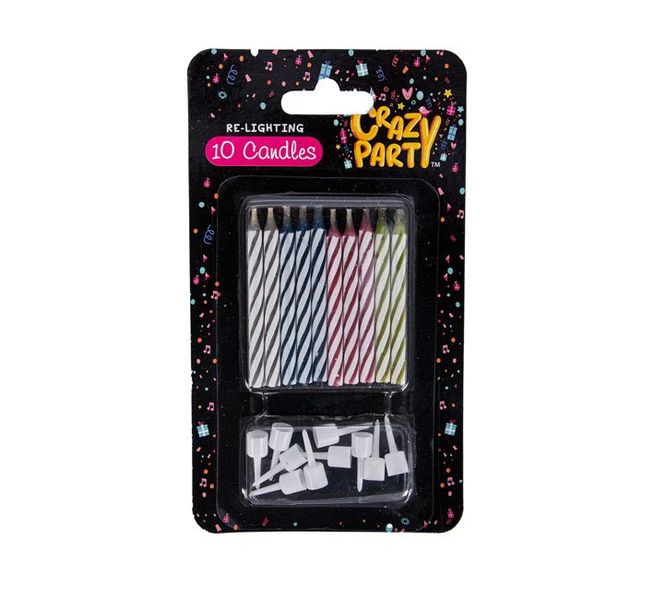 Birthday Candles - 10 Piece - Re-Lighting - 12 Pack