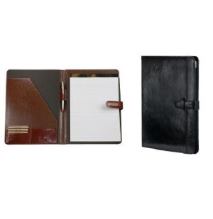 Adpel A5 Vitello Leather Folder with Tab Closure - Black