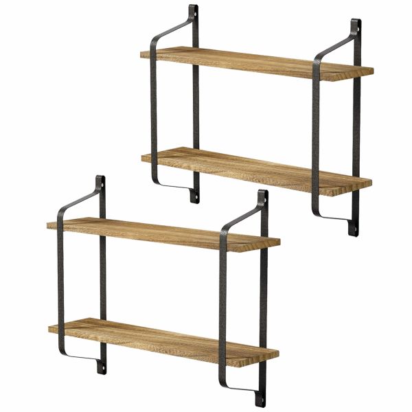 Rustic Wood Floating Shelves for wall set of 2 Storage Shelves-2 pack