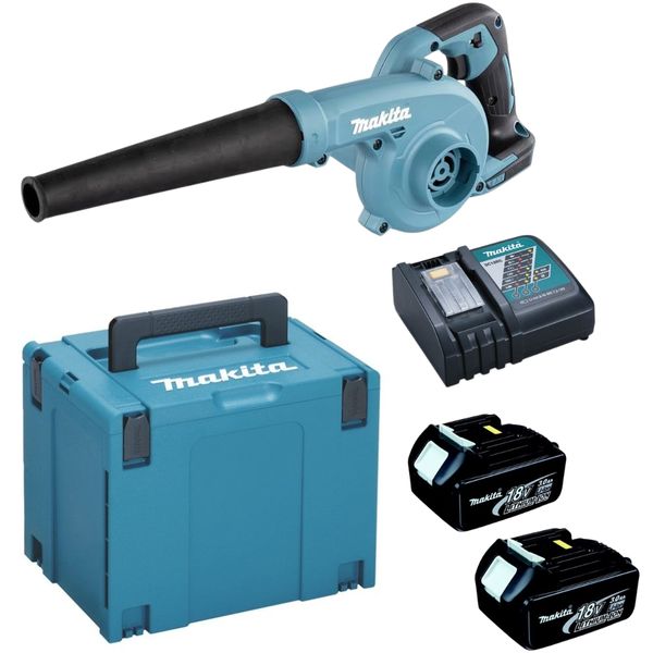 Makita - Cordless Blower DUB185Z with Carry Case + 2x 3Ah Battery &amp; Charger