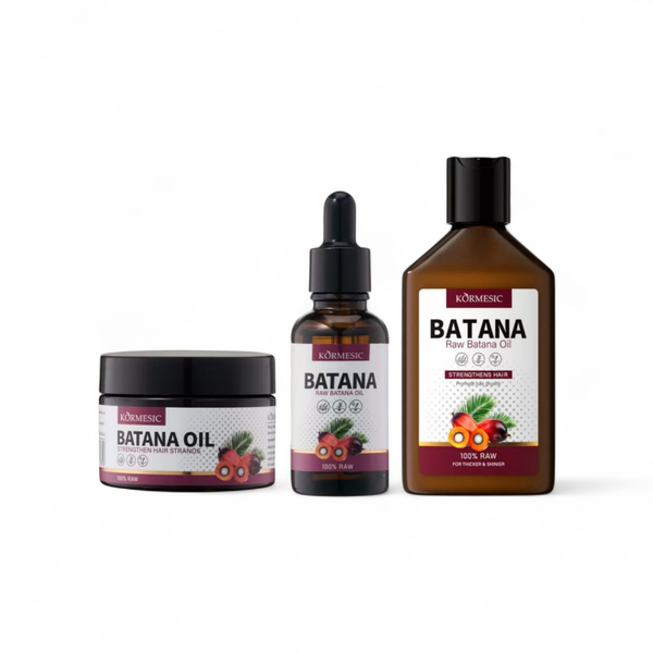 Kormesic Batana Oil Hair Growth Set - 100% Raw Oil, Serum &amp; Repair Balm