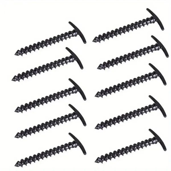 10 Pack Portable Spiral Tent Pegs - Heavy Duty Camping Ground Stakes