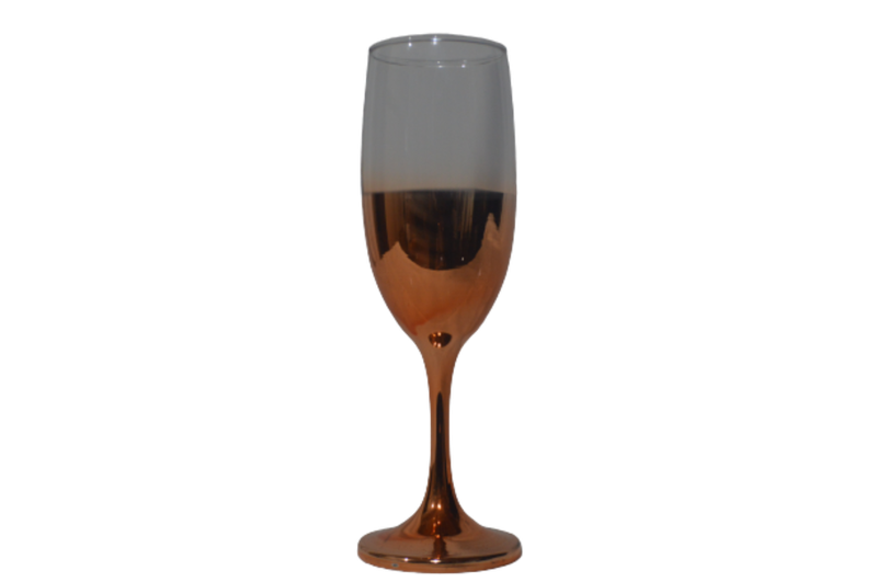 Champagne Glasses 190ml 6 Piece Half Rose Gold Base