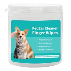 Pet Ear Cleaning Finger Wipes - for Dogs &amp; Cats, Remove Wax &amp; Odor