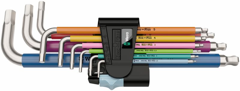 Wera 05022669001 L-Key Set 3950 Spkl/9 SM Metric of Stainless Steel Set