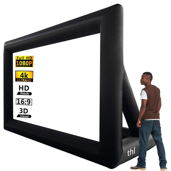 thl Inflatable Portable Projector Movie Screen with Air Blower Storage Bag