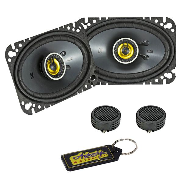 Kicker CS-Series 150W 6x4" 2-Way Coaxial Speakers &amp; Evo Tweeters &amp; Keyring