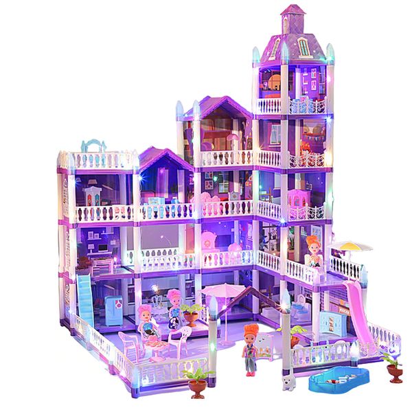 16Room Noctilucence DIY Dollhouse-Princess Castle Build Toy for Girls Gifts