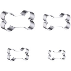 4 Pack - Bone-Shaped Baking Cutters - Silver