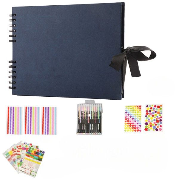 5 Piece - DIY Photo Album Scrapbook &amp; Colour Set - Navy Blue
