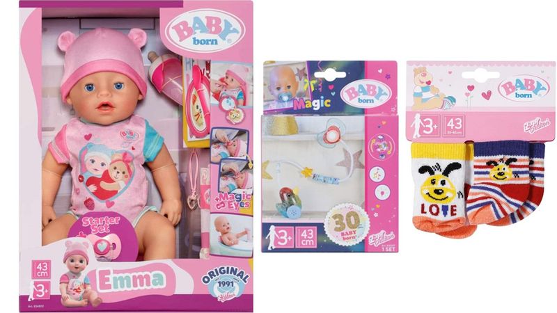 Baby Born Magic 43cm Emma Doll With Socks and Magic Dummy