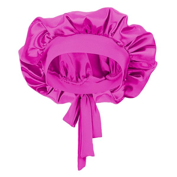 Selphies Tie - On Satin Bonnet Sleeping Night Cap/Headwrap - Pink