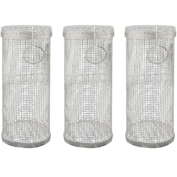3-Pack Portable BBQ Basket Stainless Steel Barbecue Basket Tools Mesh