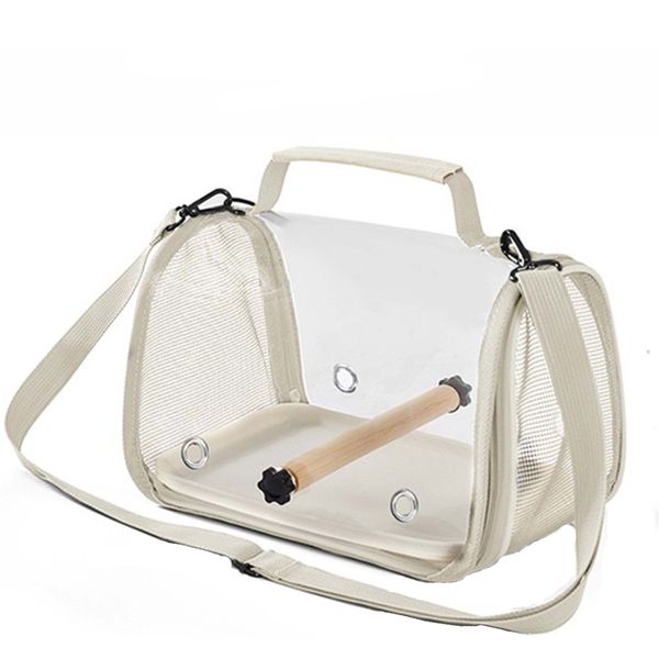 White Bird Carrier Backpack Breathable Foldable with Perch Removable Tray