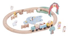 34-Piece Wooden Farm Train Set with Accessories for Kids