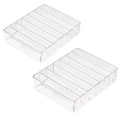 Clear Acrylic 7 Grids Makeup Pallet Lipstick Cosmetic Organise - 2 Packs