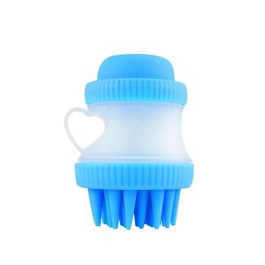 Pet Silicone Easy Bathing Massage Brush Wash Cup - Blue