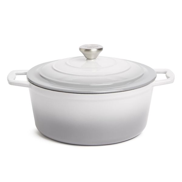 George &amp; Mason - 25cm Round Enamel Cast Iron Casserole - Grey