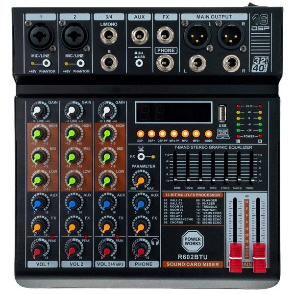 Powerworks R602BTU - 4 Channel Mixer With Bluetooth And USB
