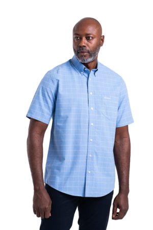 Pringle Oxford Blue Short Sleeve Classic Regular Fit Shirt