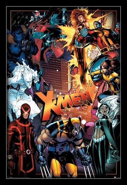 XMen Characters Poster with Black Frame