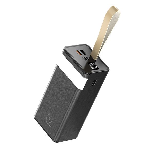 WUW Fast Charging Power Bank with LED Light - 30000 mAh - Black