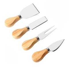 Stainless Steel Rectangular, Semi Heart, Shovel, &amp; Fork Cheese Knife - 4pcs