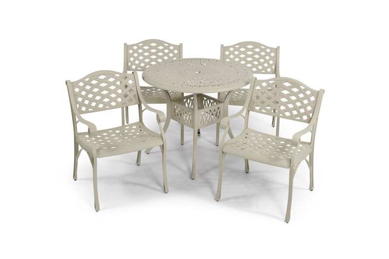 4 Seater Lattice Outdoor Aluminium Patio 5-Piece Garden Table and Chairs