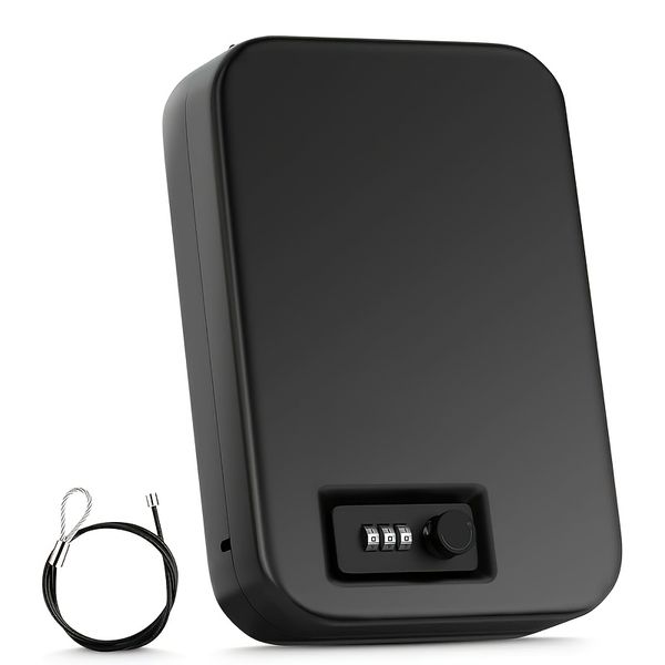 Portable Security Combination Travel Safe/Lock Box with Cable Tether