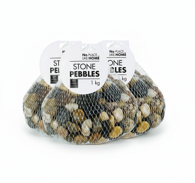 No Place Like Home 1kg Mixed-Colour River Stones for Garden Decor - 2 Pack
