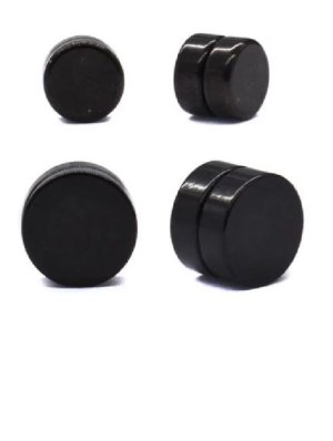 Xcalibur St. Steel 6mm &amp; 8mm Black Magnetic Earrings