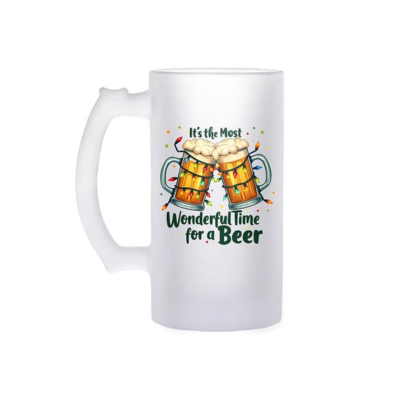 It's The Most Wonderful Time Christmas Frosted Beer Mug 480ml