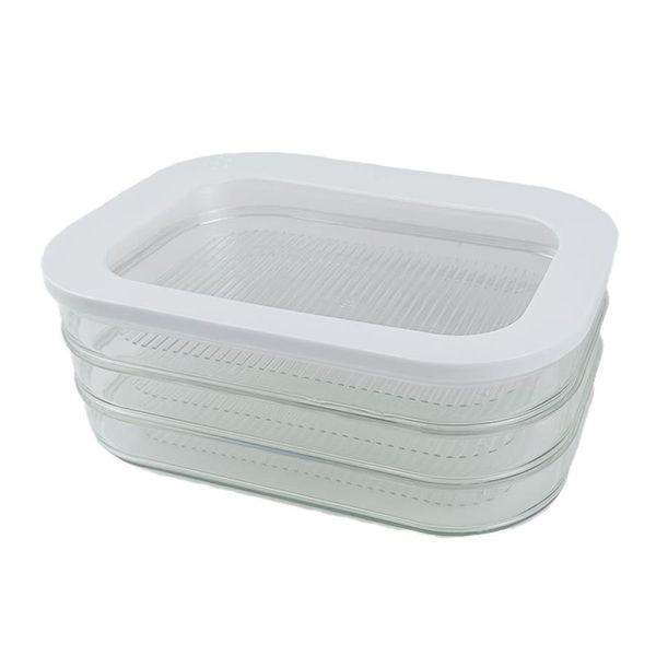 Food grade plastic three-layer transparent fresh-keeping box with lid