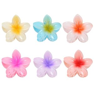 Plumeria Flower Hair Claw Clips Acrylic Gradient Color Petals Clamp Hairpin