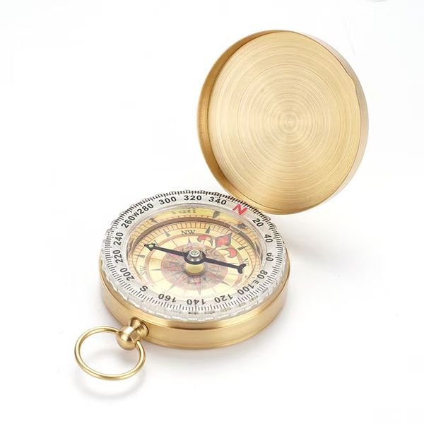 Vintage Pure Brass Pocket Watch with Compass,