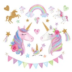 Cartoon Unicorn Vinyl Art Sticker for Wall Decoration