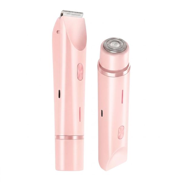 2-in-1 Women's Face and Body Hair Trimmer, Waterproof Pink