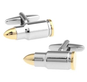 OTC Pointed Bullet Classical Style Cufflinks for Men - Silver &amp; Gold Colour