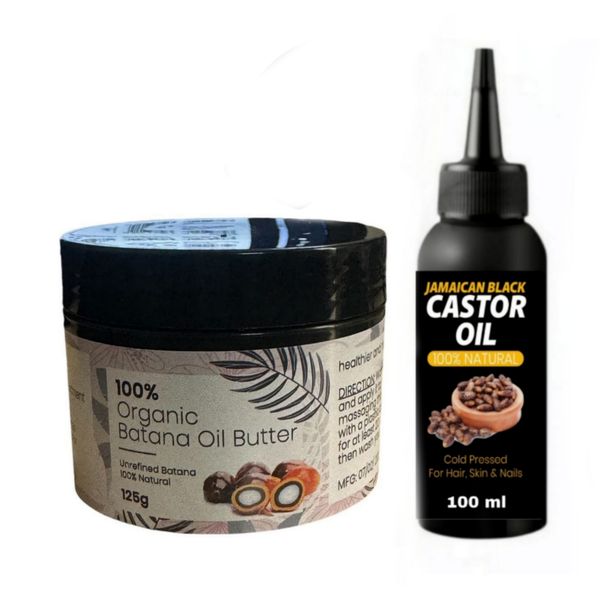 100% Natural Batana Oil Butter 125 ml&amp; Jamaican Black Castor Oil 100 ml