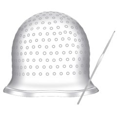 Professional Silicone Hair Highlight Cap with Crochet Hook - Transparent