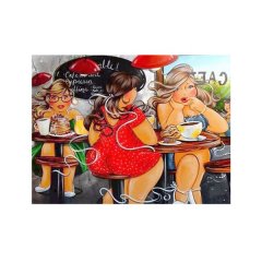 Diamond Painting DIY Kit, Round diamonds, 40x30cm- Tea Time