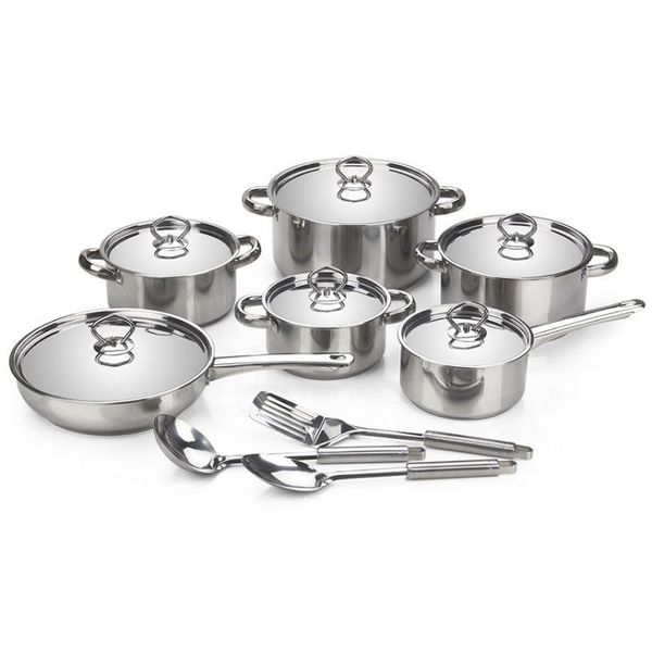 15 Piece Dishwasher Safe Stainless Steel Pots and Pans Set