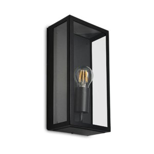 Spazio Rubik Tempered Clear Glass Outdoor Wall Light - Black