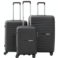 3-Piece ABS Hard Shell Double Zip Suitcase Set - Lightweight &amp; Durable